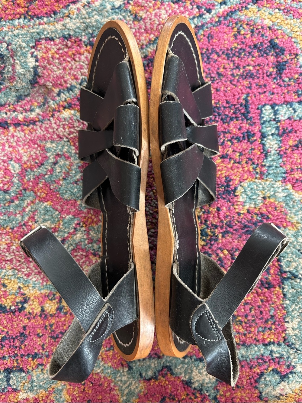 Salt Water | Women’s Black Leather Original Classic Strappy Sandals Size 8 - Picture 10 of 16